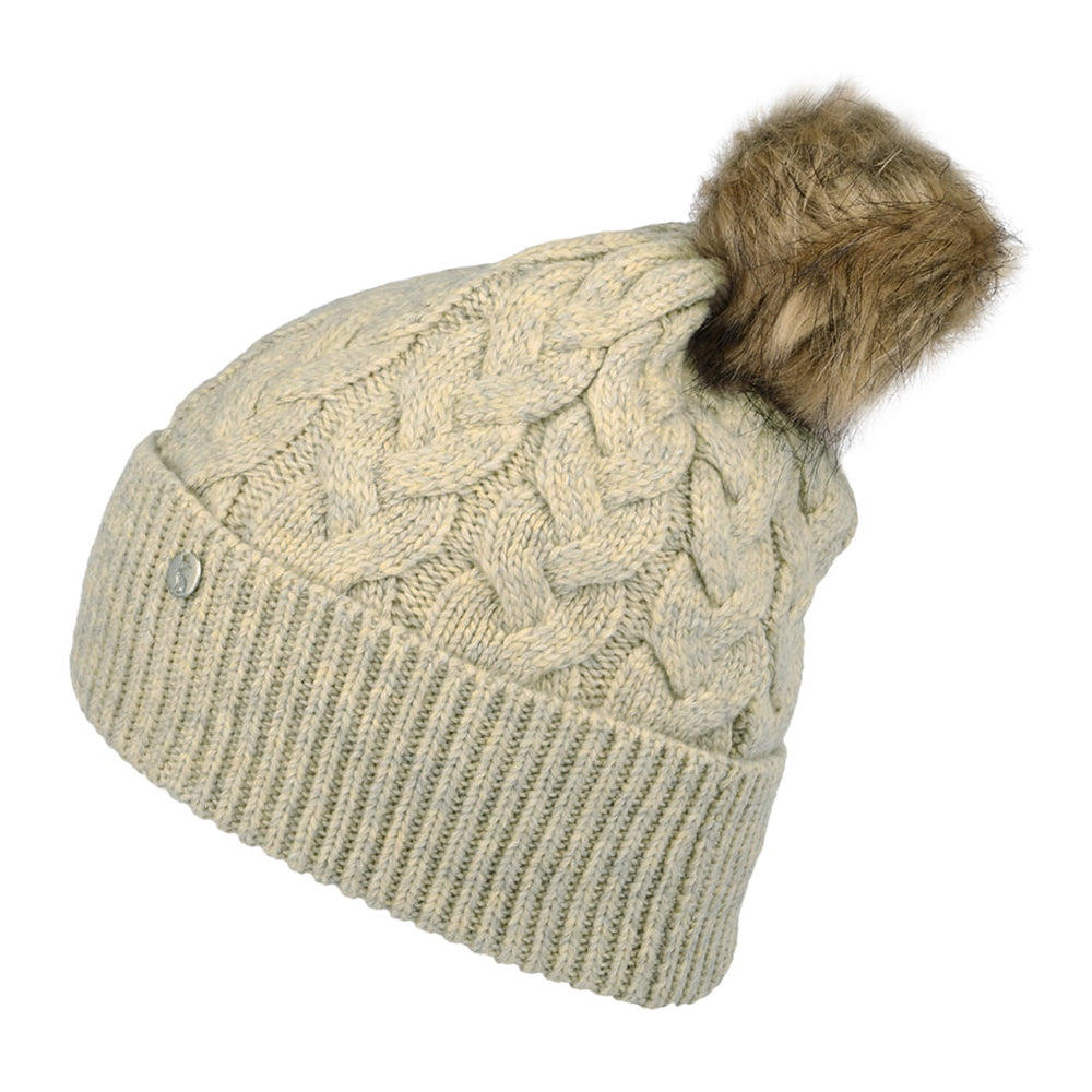 Bonnet à Pompon en Fausse Fourrure et Torsades Elena avoine JOULES