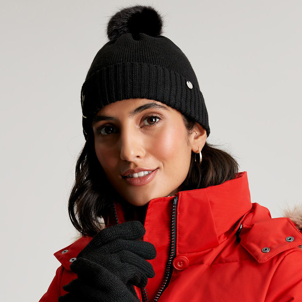 Bonnet à Pompon Libellule Stafford noir JOULES