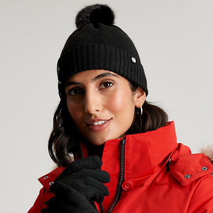Bonnet à Pompon Libellule Stafford noir JOULES