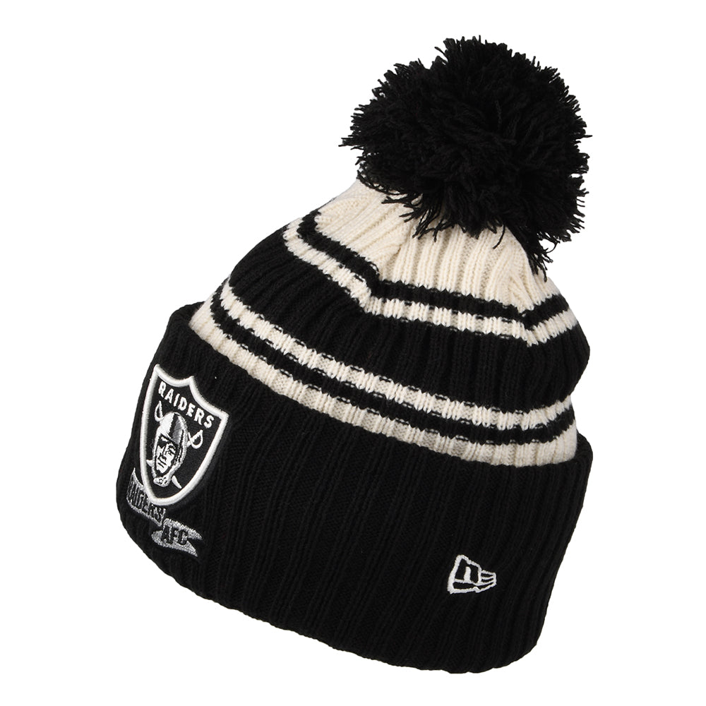 Bonnet à Pompon NFL Sideline Sport Knit Las Vegas Raiders noir-blanc NEW ERA