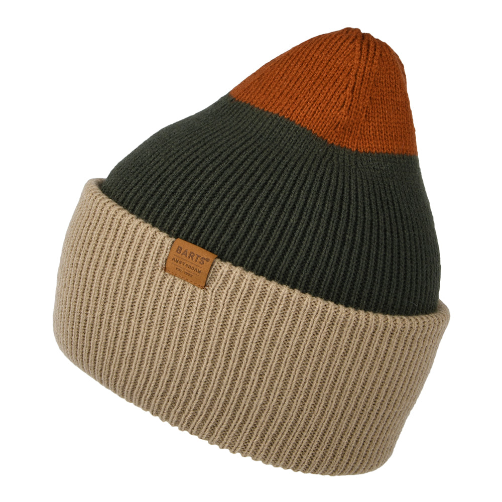 Bonnet à Revers Semmoe taupe-olive-rouge BARTS