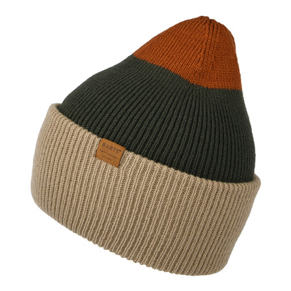 Bonnet à Revers Semmoe taupe-olive-rouge BARTS