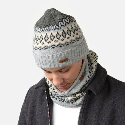 Bonnet à Revers Fair Isle Gregoris gris chiné BARTS