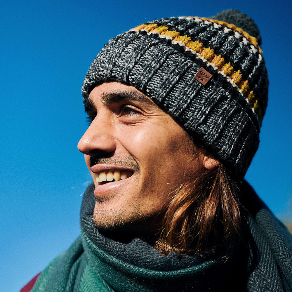 Bonnet à Pompon à Rayures Recyclé Goser gris chiné foncé BARTS