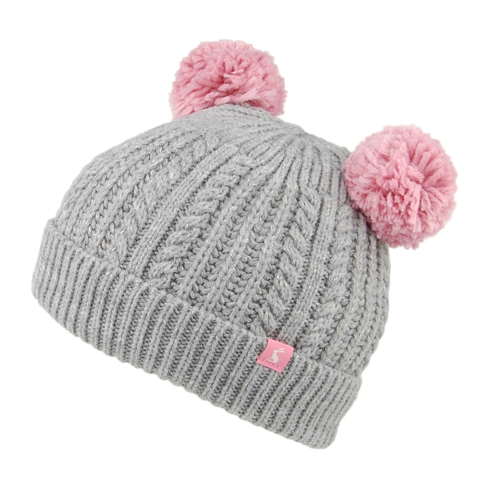 Bonnet à Pompon Enfant Double Pom Ailsa gris chiné JOULES
