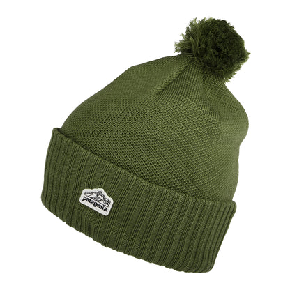 Bonnet à Pompon Line Logo Ridge Patch Powder Town olive PATAGONIA