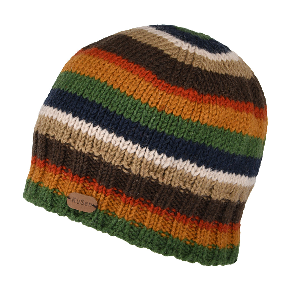 Bonnet à Rayures Brooklyn vert-orange-bleu marine KUSAN