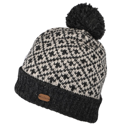 Bonnet à Pompon Fleur de Lys anthracite KUSAN