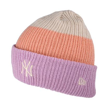 Bonnet Femme MLB Stripe à Revers New York Yankees lavande-pêche-pierre NEW ERA