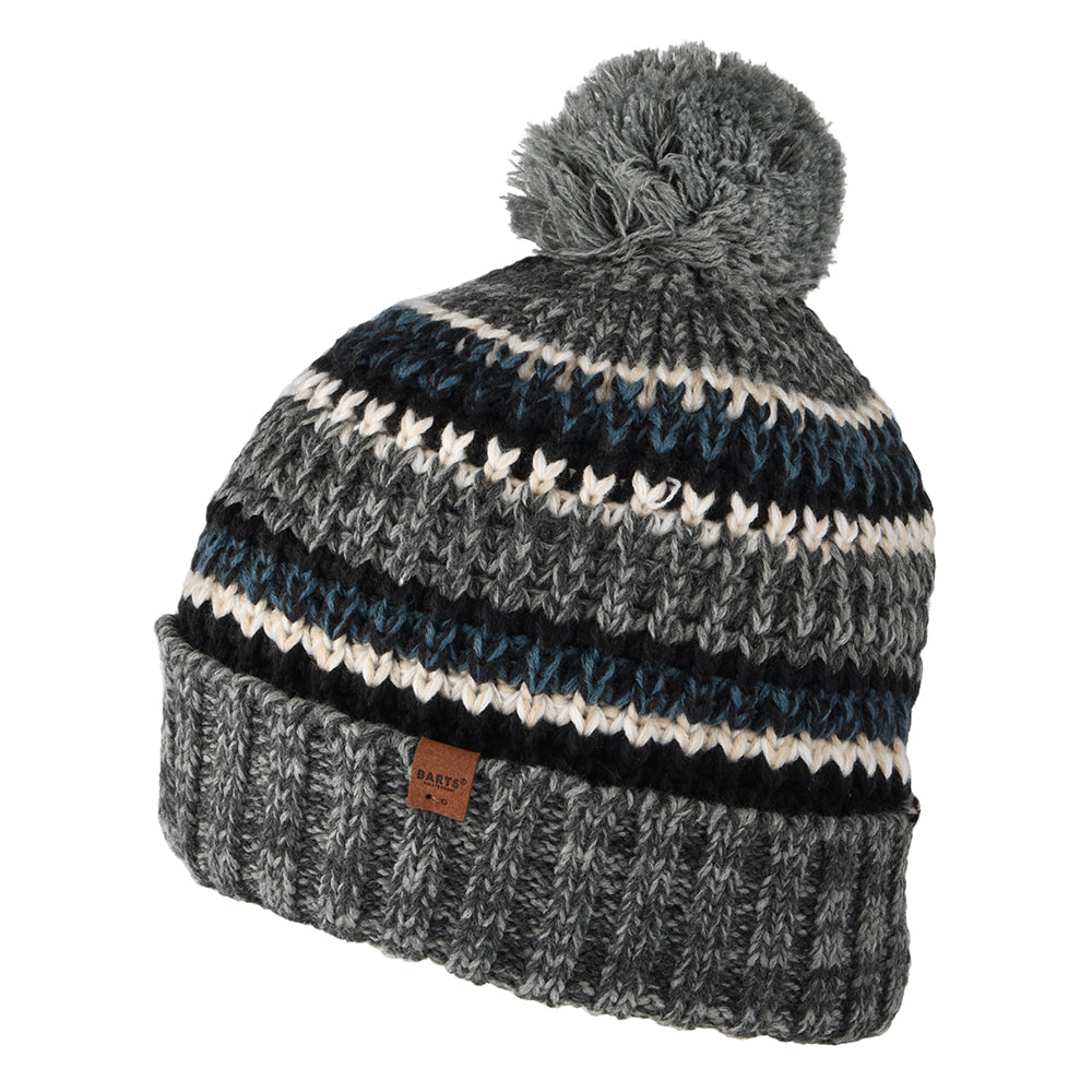 Bonnet à Pompon à Rayures Recyclé Goser gris chiné BARTS