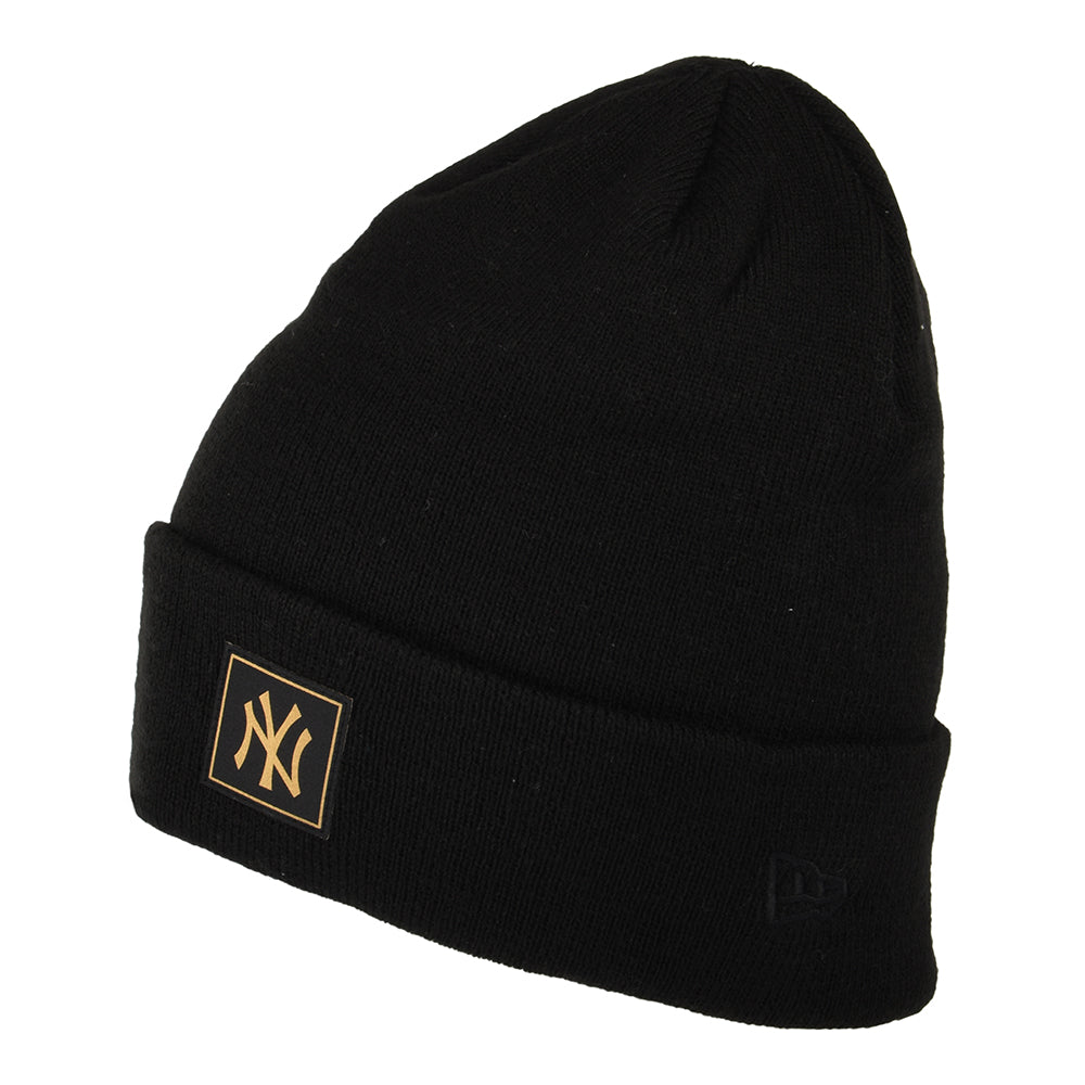 Bonnet MLB Metallic Badge Cuff Knit New York Yankees noir-doré NEW ERA