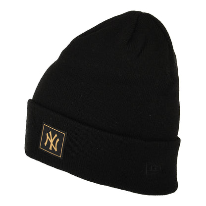 Bonnet MLB Metallic Badge Cuff Knit New York Yankees noir-doré NEW ERA