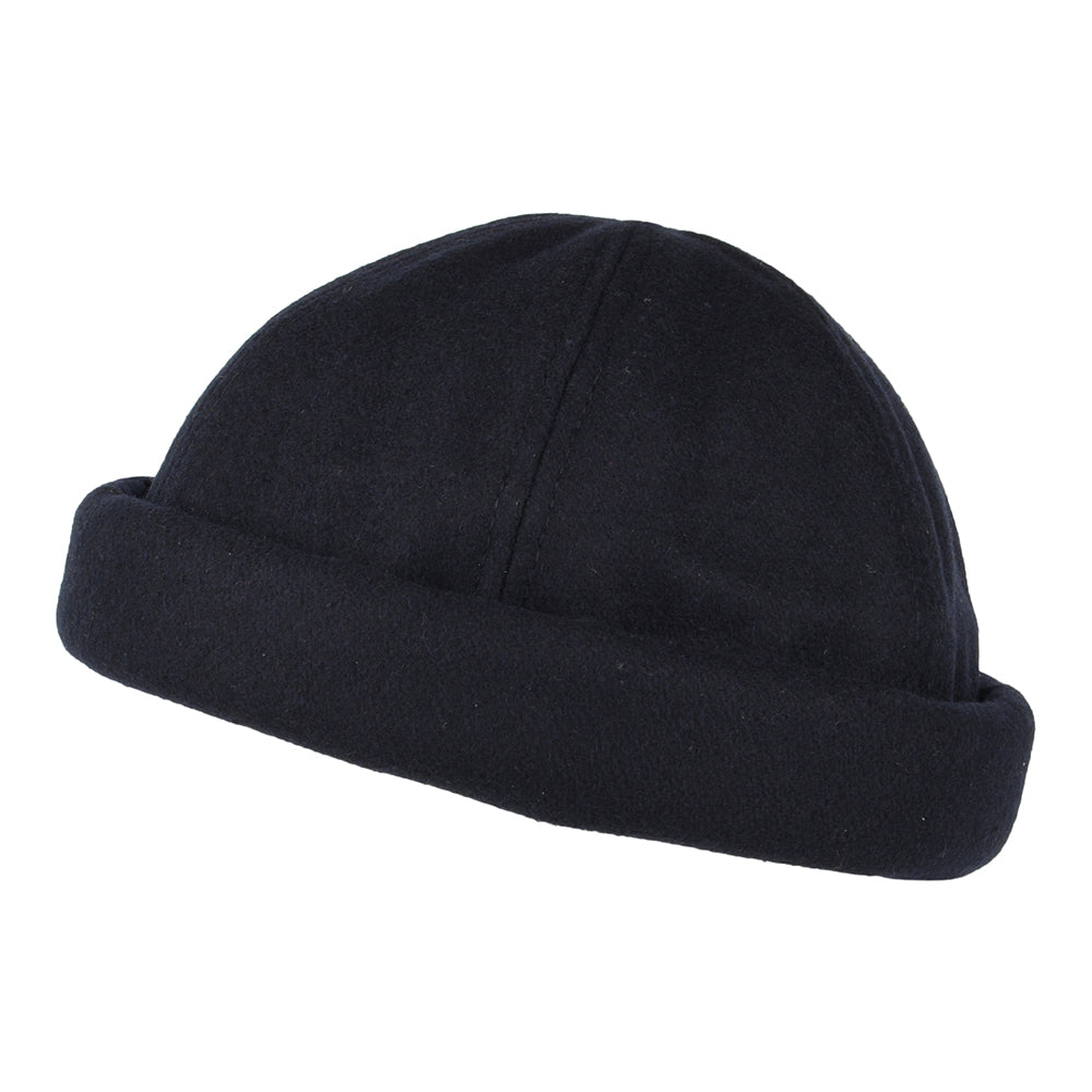 Bonnet Miki Breton en Laine Melton bleu marine DORFMAN PACIFIC