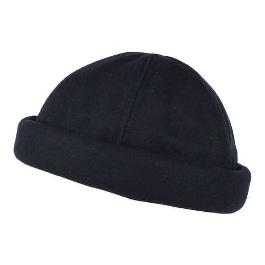 Bonnet Miki Breton en Laine Melton bleu marine DORFMAN PACIFIC