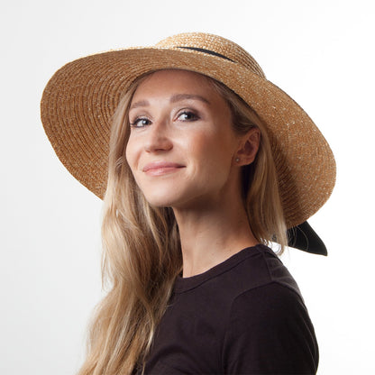 Chapeau Canotier en Paille Milan SUR LA TETE - VENTE EN GROS