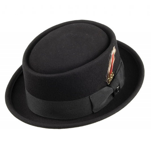 Chapeau Pork Pie en Laine Feutrée noir JAXON & JAMES - VENTE EN GROS