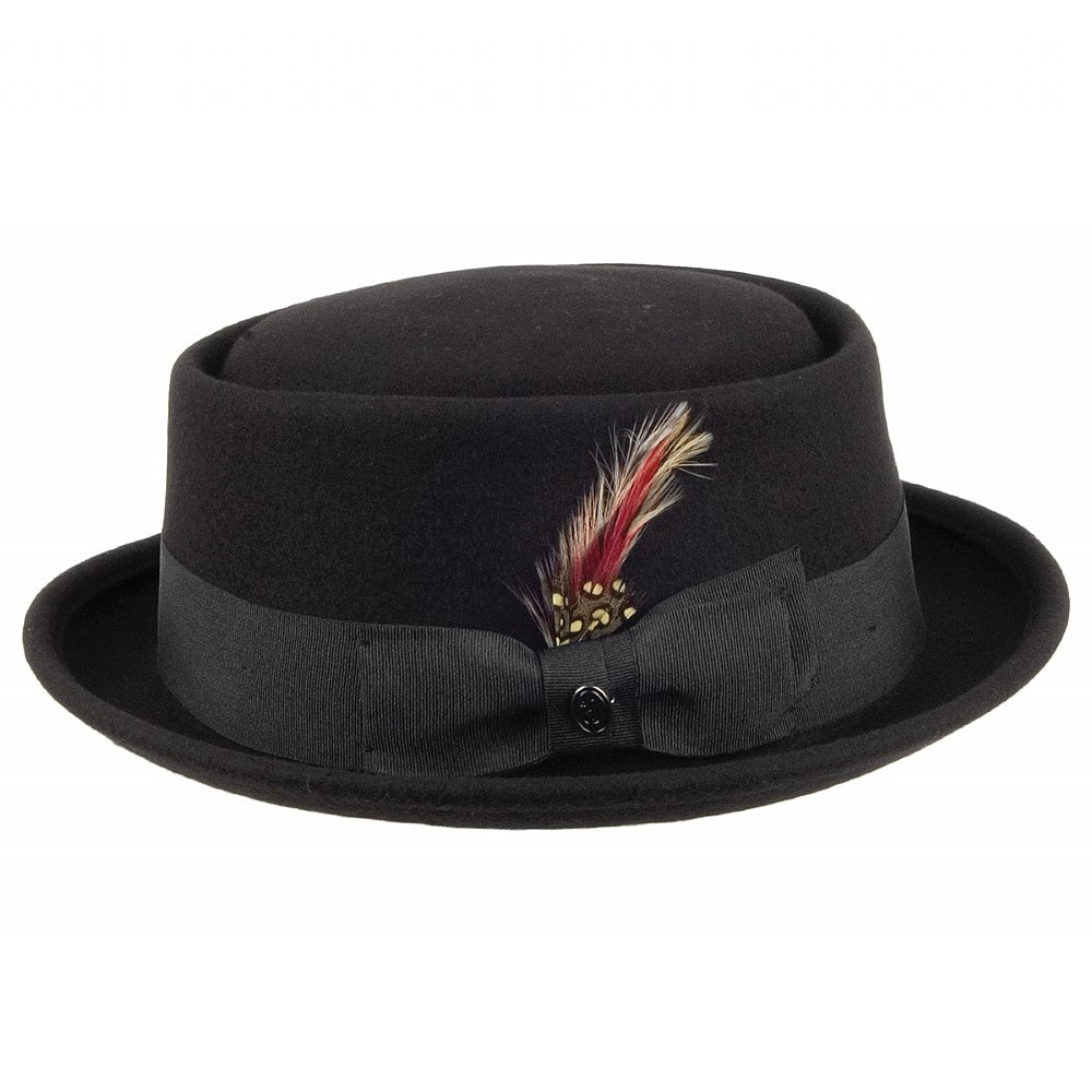 Chapeau Pork Pie en Laine Feutrée noir JAXON & JAMES - VENTE EN GROS