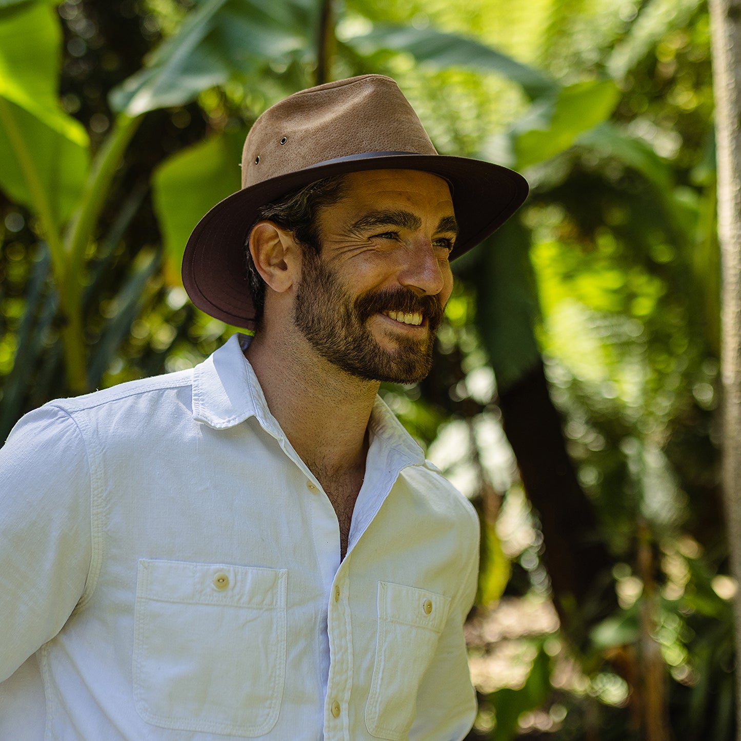 Chapeau Fedora Safari en Cuir Nubuck marron JAXON & JAMES - VENTE EN GROS