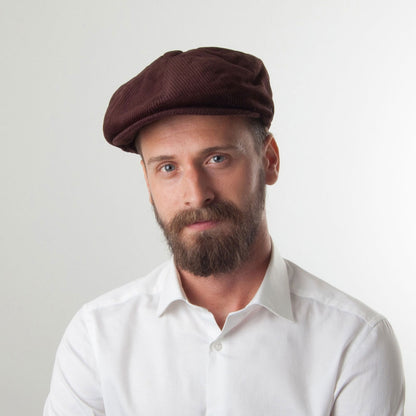Casquette Gavroche en Velours Côtelé marron JAXON & JAMES - VENTE EN GROS
