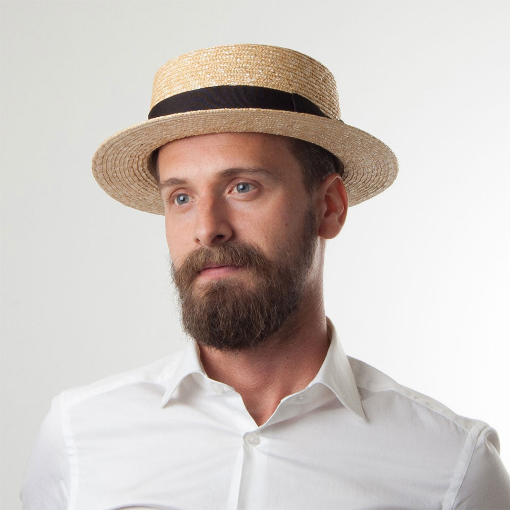 Chapeau de Canotier en Paille avec Ruban noir JAXON & JAMES - VENTE EN GROS