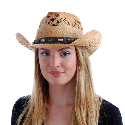 Chapeau de Cowboy en Raphia Annie Oakley SUR LA TETE - VENTE EN GROS