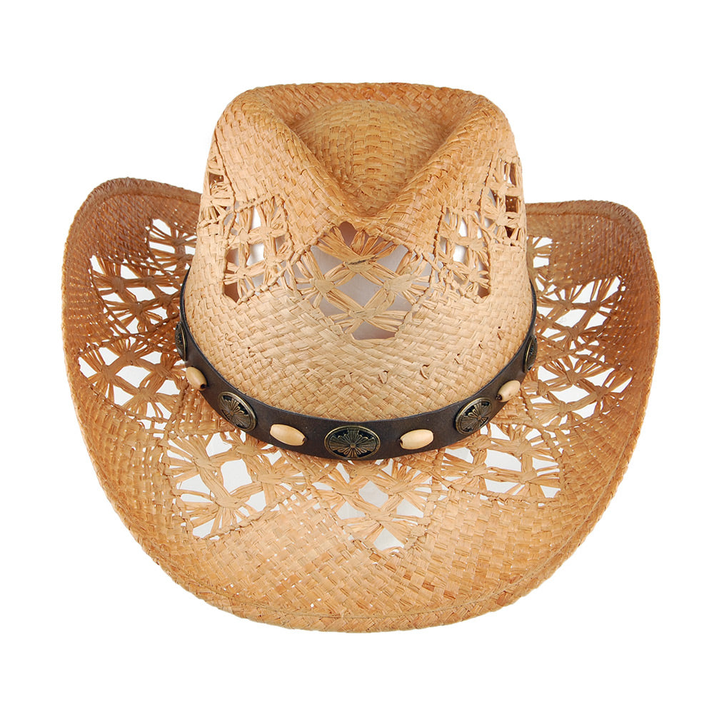 Chapeau de Cowboy en Raphia Annie Oakley SUR LA TETE - VENTE EN GROS