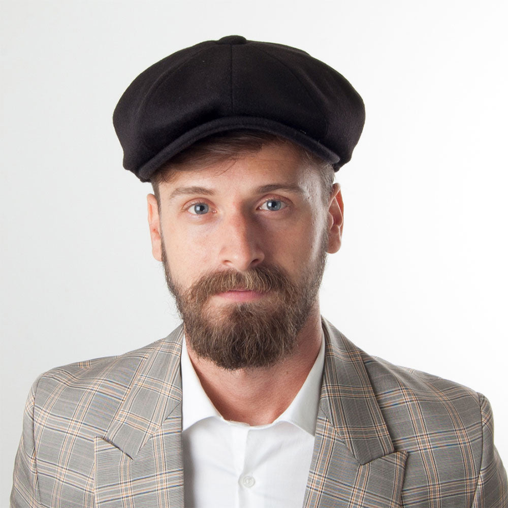 Casquette Gavroche en Pure Laine Harlem noir JAXON & JAMES - VENTE EN GROS