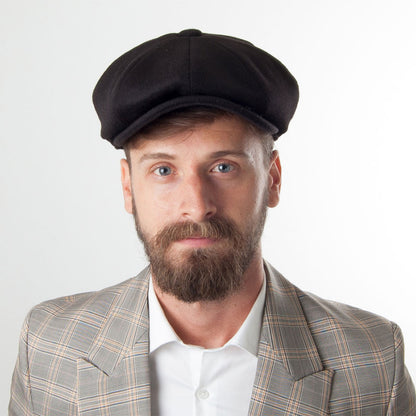Casquette Gavroche en Pure Laine Harlem noir JAXON & JAMES - VENTE EN GROS