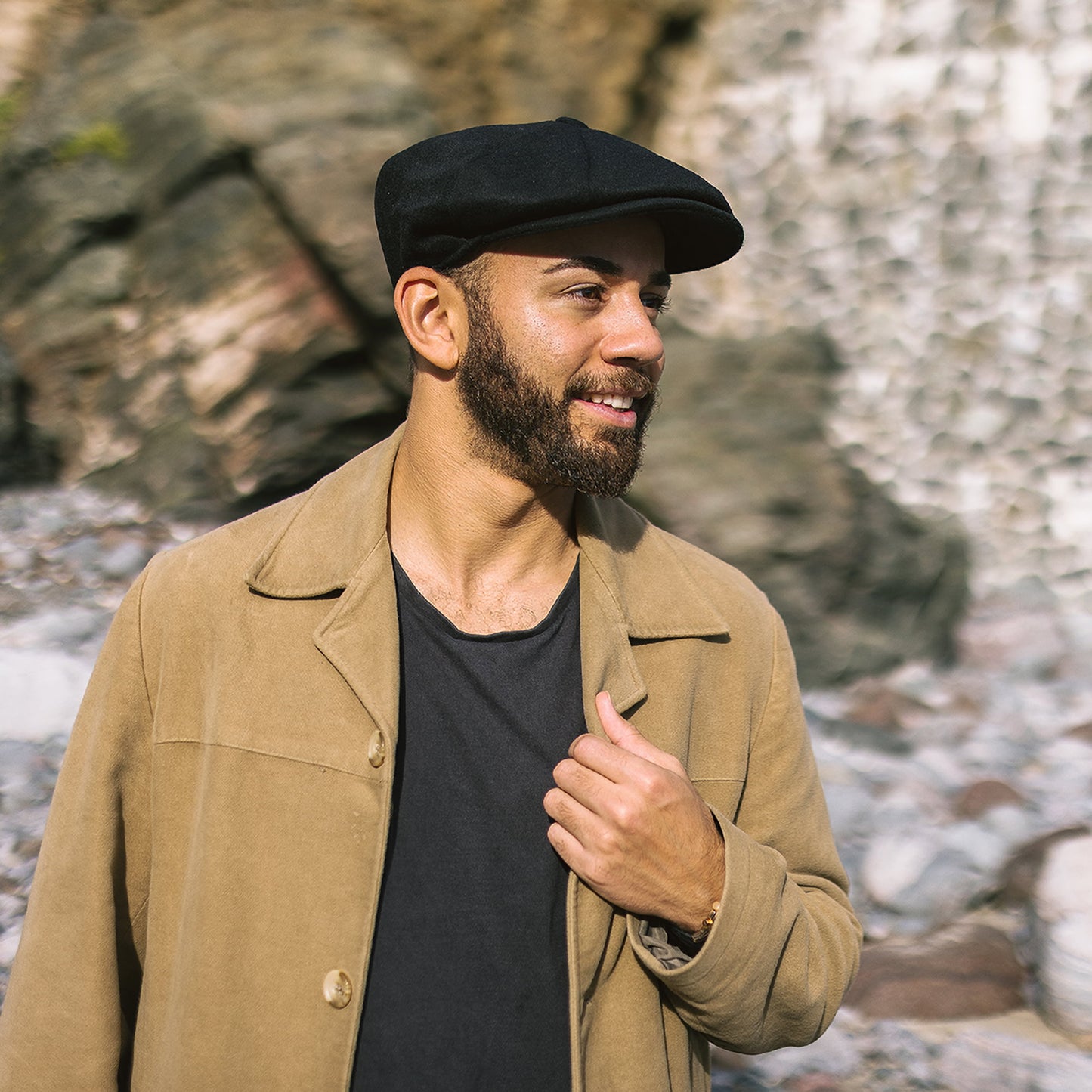 Casquette Gavroche en Pure Laine Harlem noir JAXON & JAMES - VENTE EN GROS