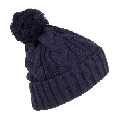 Bonnet à Pompon à Torsades bleu marine JAXON & JAMES - VENTE EN GROS