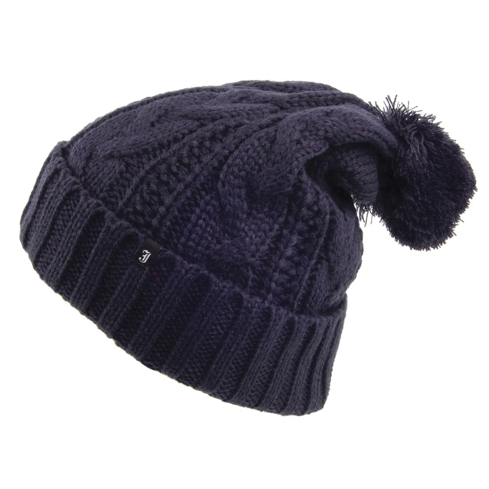 Bonnet à Pompon à Torsades bleu marine JAXON & JAMES - VENTE EN GROS