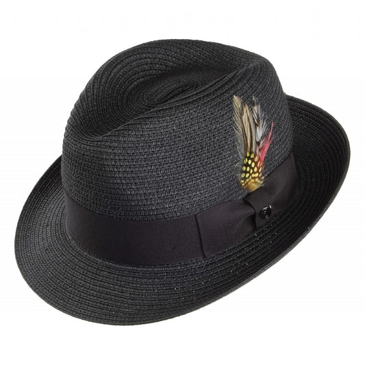 Chapeau Trilby en Paille Pinch Crown noir JAXON & JAMES - VENTE EN GROS
