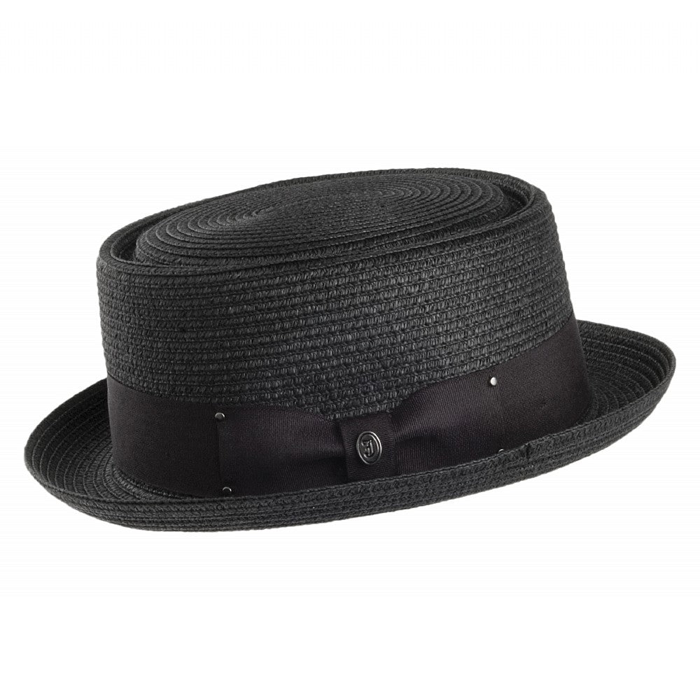 Chapeau Pork Pie en Paille Toyo Braided noir JAXON & JAMES - VENTE EN GROS