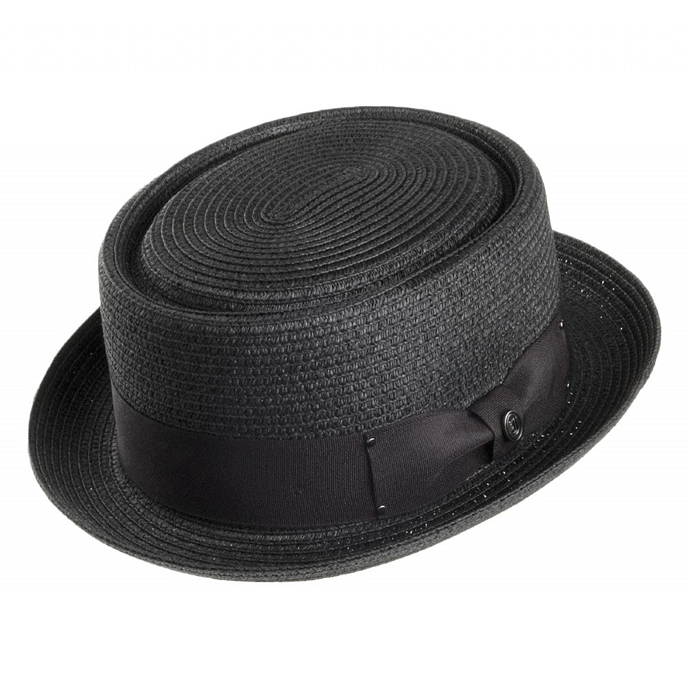 Chapeau Pork Pie en Paille Toyo Braided noir JAXON & JAMES - VENTE EN GROS