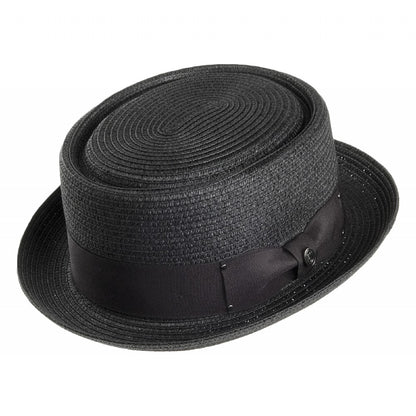Chapeau Pork Pie en Paille Toyo Braided noir JAXON & JAMES - VENTE EN GROS