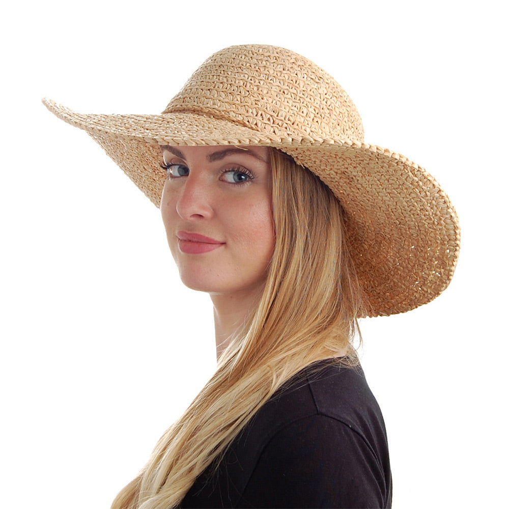 Chapeau d'Eté en Raphia naturel SUR LA TETE - VENTE EN GROS