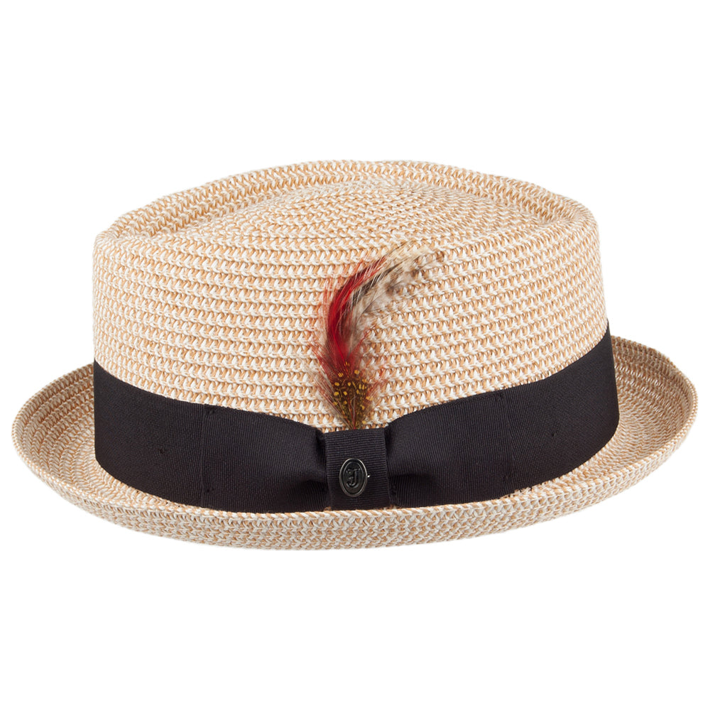 Chapeau Pork Pie Diamond Crown en Paille Toyo Tressée naturel JAXON & JAMES - VENTE EN GROS