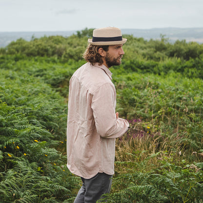 Chapeau Pork Pie Diamond Crown en Paille Toyo Tressée naturel JAXON & JAMES - VENTE EN GROS