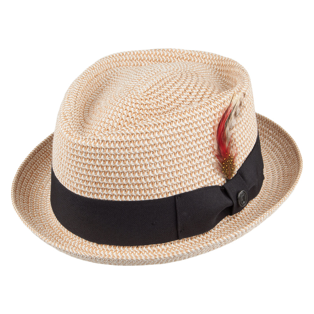 Chapeau Pork Pie Diamond Crown en Paille Toyo Tressée naturel JAXON & JAMES - VENTE EN GROS