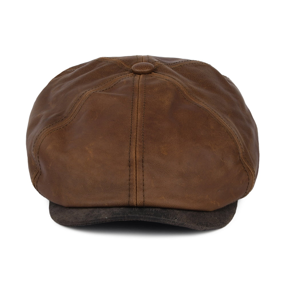 Casquette Plate en Cuir Fulton marron JAXON & JAMES - VENTE EN GROS