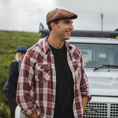 Casquette Plate en Cuir Fulton marron JAXON & JAMES - VENTE EN GROS