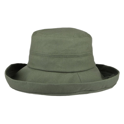 Chapeau Été en Lin Pliable Lily olive SUR LA TÊTE - VENTE EN GROS