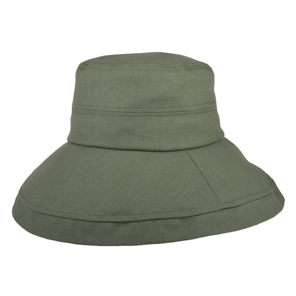 Chapeau Été en Lin Pliable Lily olive SUR LA TÊTE - VENTE EN GROS
