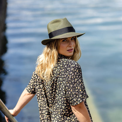 Chapeau Fedora Été en Paille Summer C- Crown olive JAXON & JAMES - VENTE EN GROS