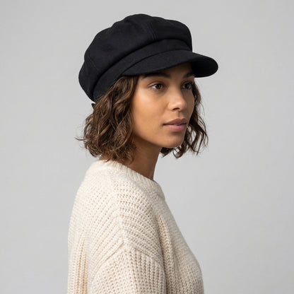 Casquette Gavroche Laine Mélangée noir SUR LA TÊTE - VENTE EN GROS