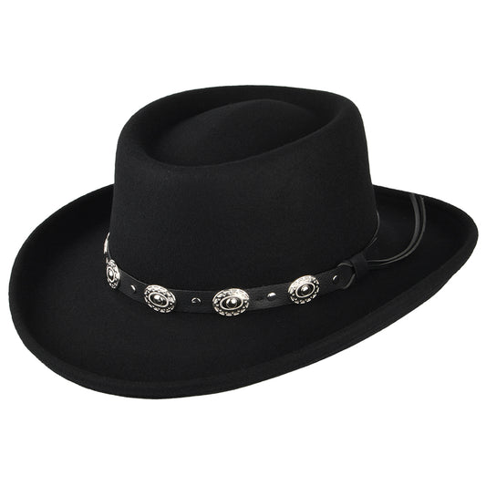 Chapeau Gambler en Laine Feutrée Crossfire noir JAXON & JAMES - VENTE EN GROS